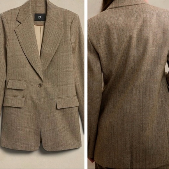 NWT Banana Republic Lido Sculpted Italian Wool Blazer and Pants Plaid sz 16 - Picture 4 of 16